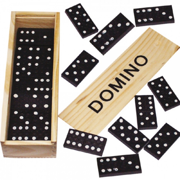 Spiel Domino in Holzbox 16x5cm